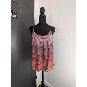 Cabi Pleated Red Purple White Houndstooth Camisole‎ Style #555 - Medium